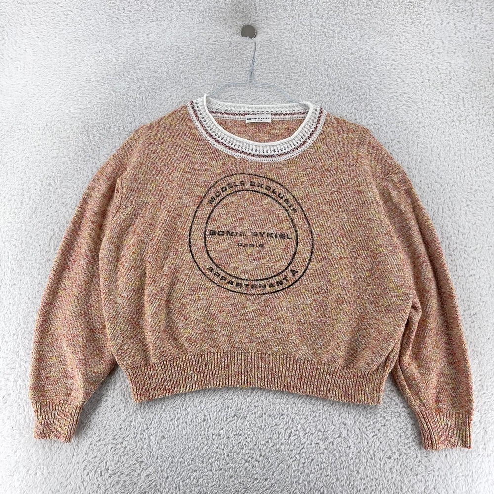 Sonia‎ Rykiel Cropped Sweater Womens XL Knit Crewneck Paris Made Italy Pullover